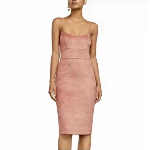 BCBGMAXAZRIA “Alese” Faux Suede Bodycon Dress - Rosedawn - Size M - Picture 1 of 12